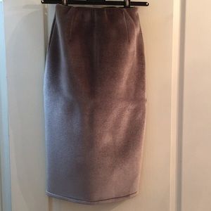 Purple velvety velour midi pencil skirt